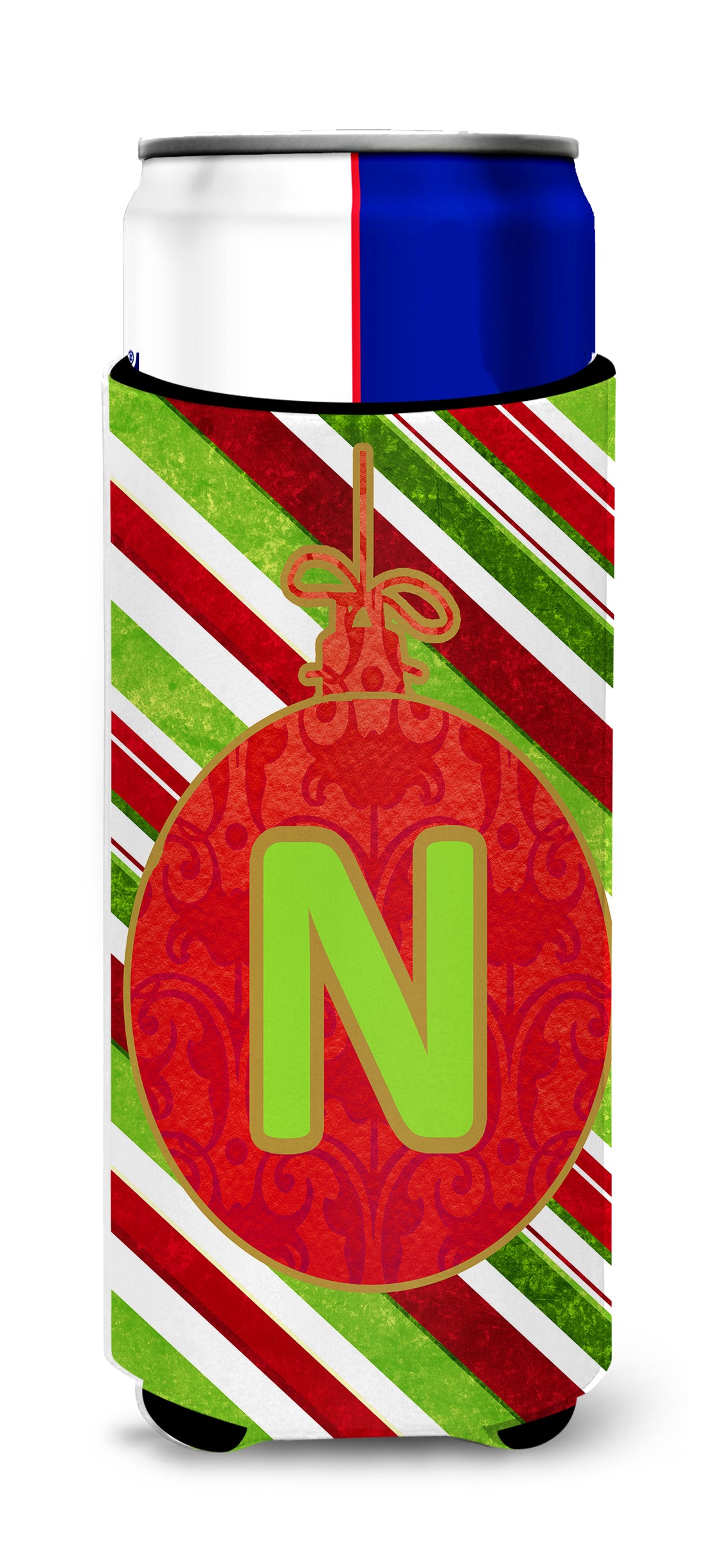 Christmas Oranment Holiday Monogram Lettre initiale N Isolateurs de boissons ultra pour canettes minces CJ1039-NMUK