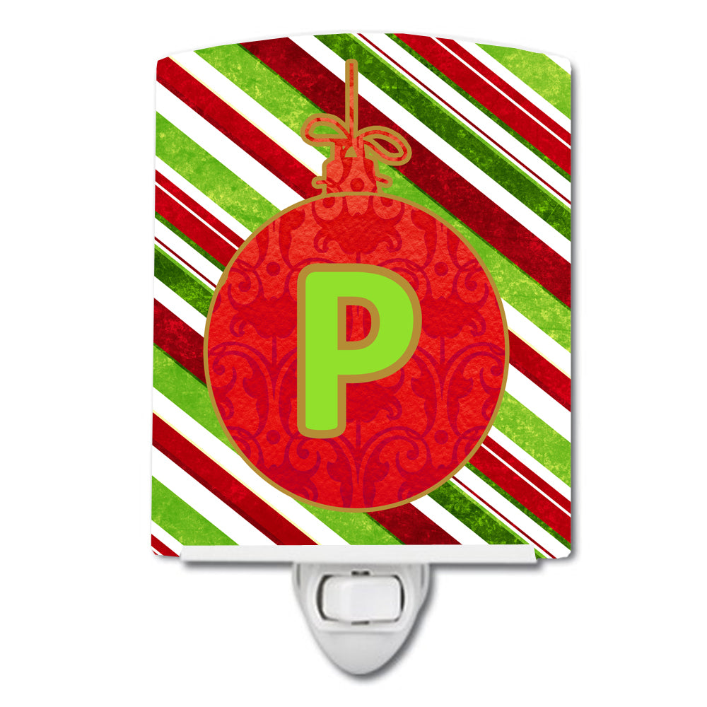 Christmas Oranment Holiday Initial Letter P Ceramic Night Light CJ1039-PCNL - the-store.com