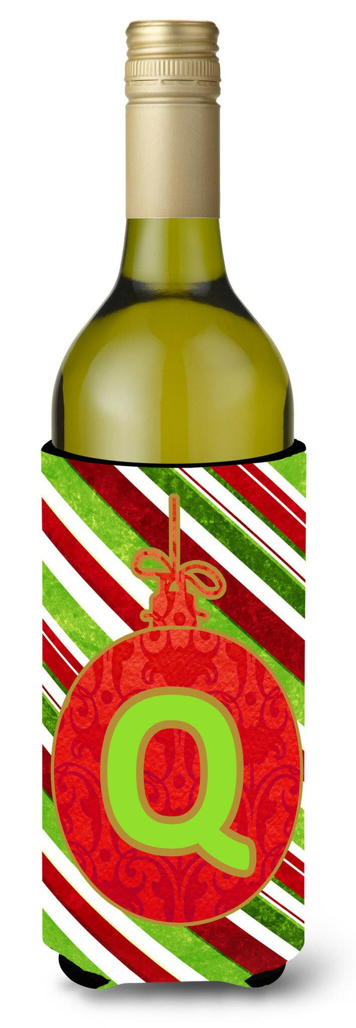Christmas Oranment Holiday  Initial  Letter Q Wine Bottle Beverage Insulator Beverage Insulator Hugger by Caroline&#39;s Treasures