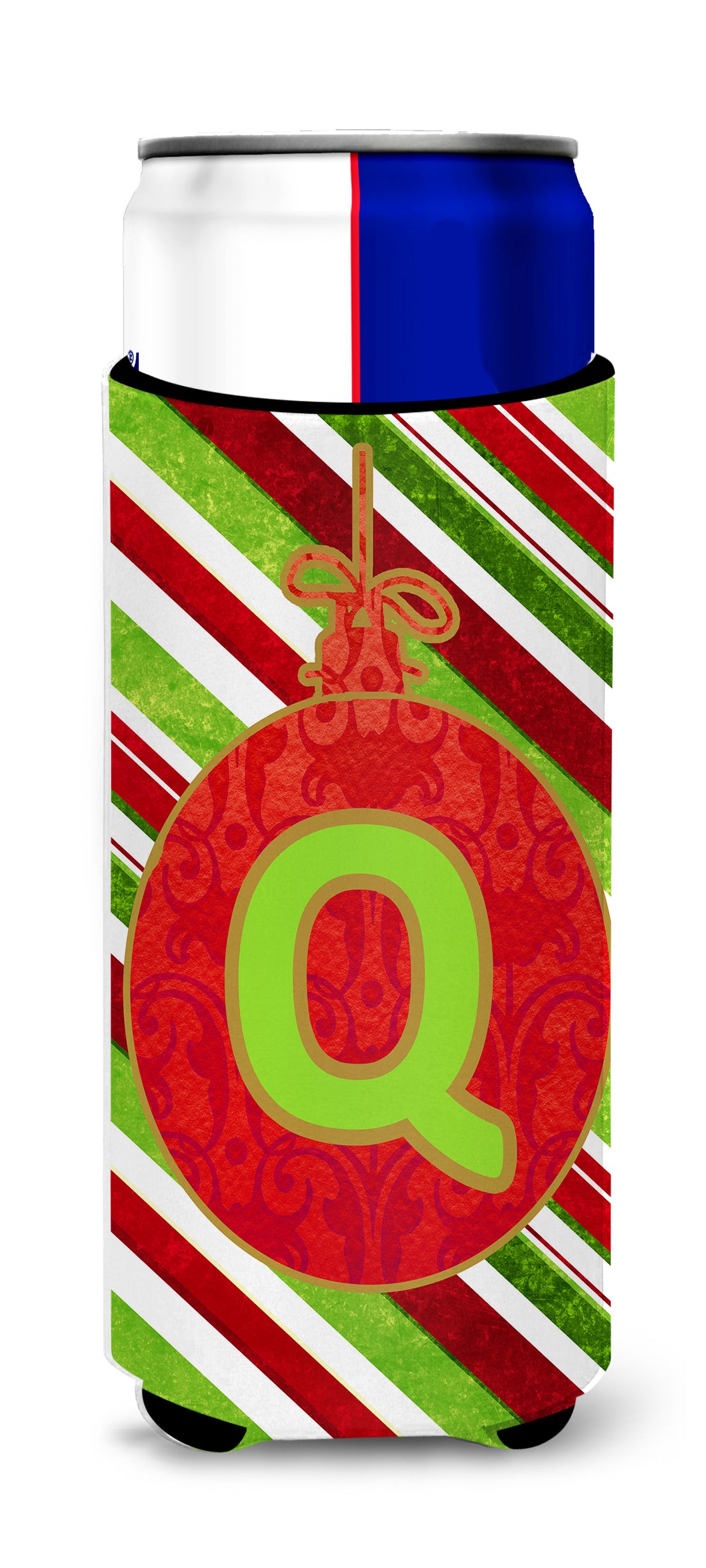 Ornement de Noël Monogramme de vacances Lettre initiale Q Isolants de boissons ultra pour canettes minces CJ1039-QMUK