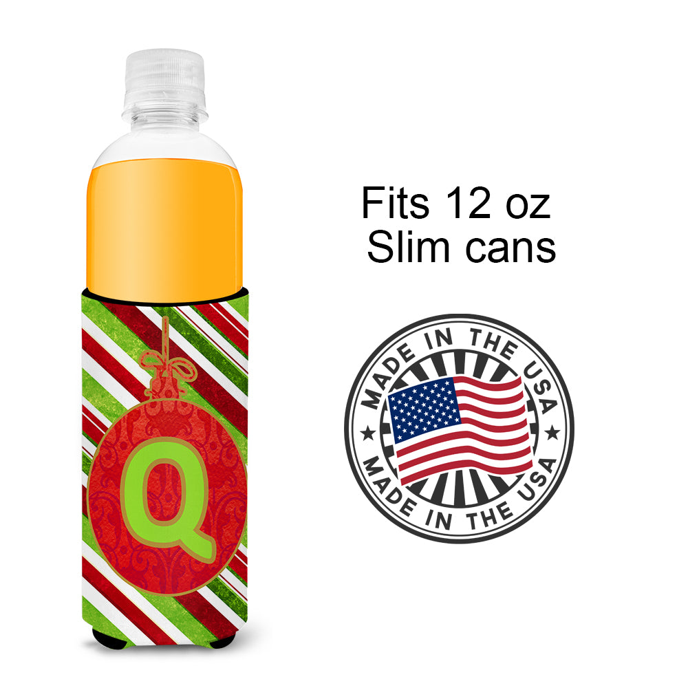 Christmas Oranment Holiday Monogram Initial  Letter Q Ultra Beverage Insulators for slim cans CJ1039-QMUK.