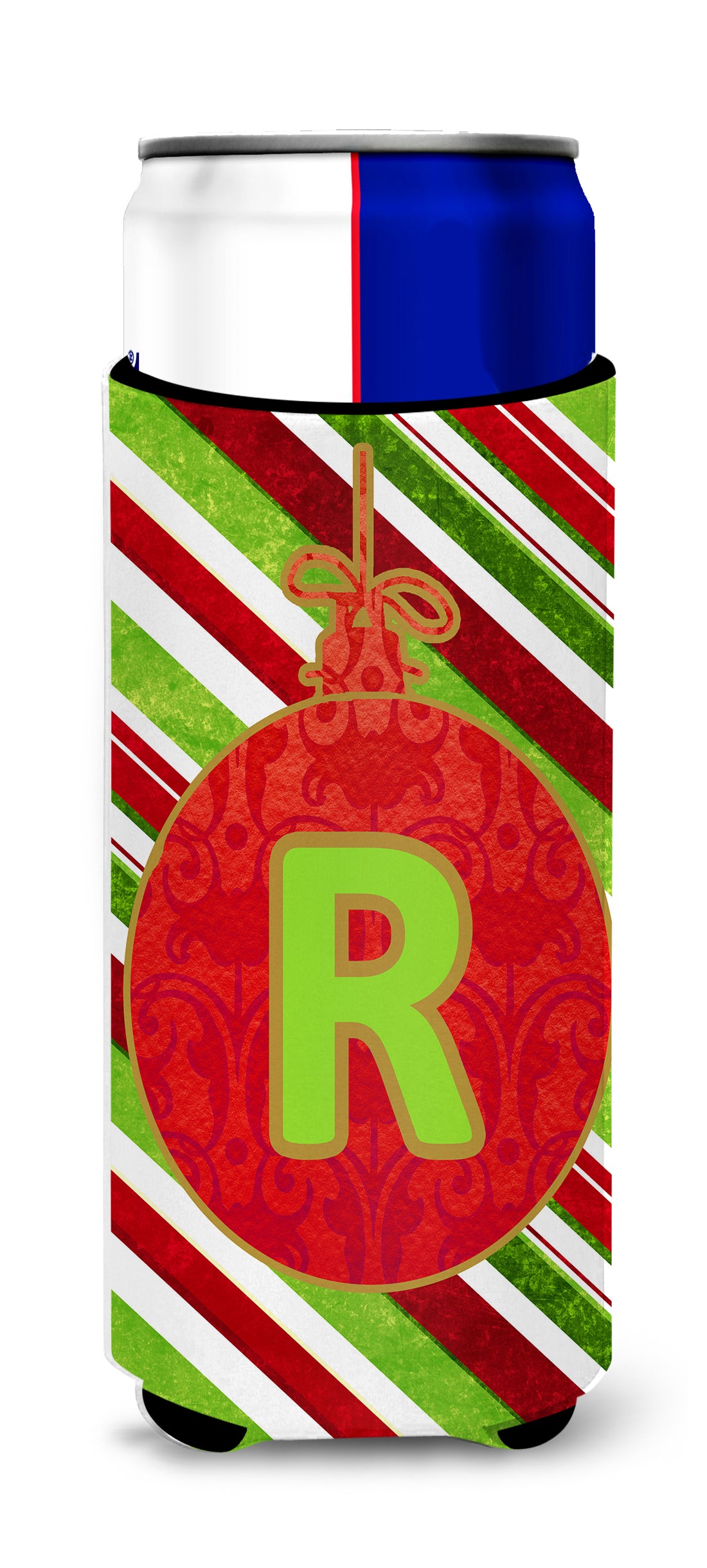 Christmas Oranment Holiday Monogram Initial  Letter R Ultra Beverage Insulators for slim cans CJ1039-RMUK