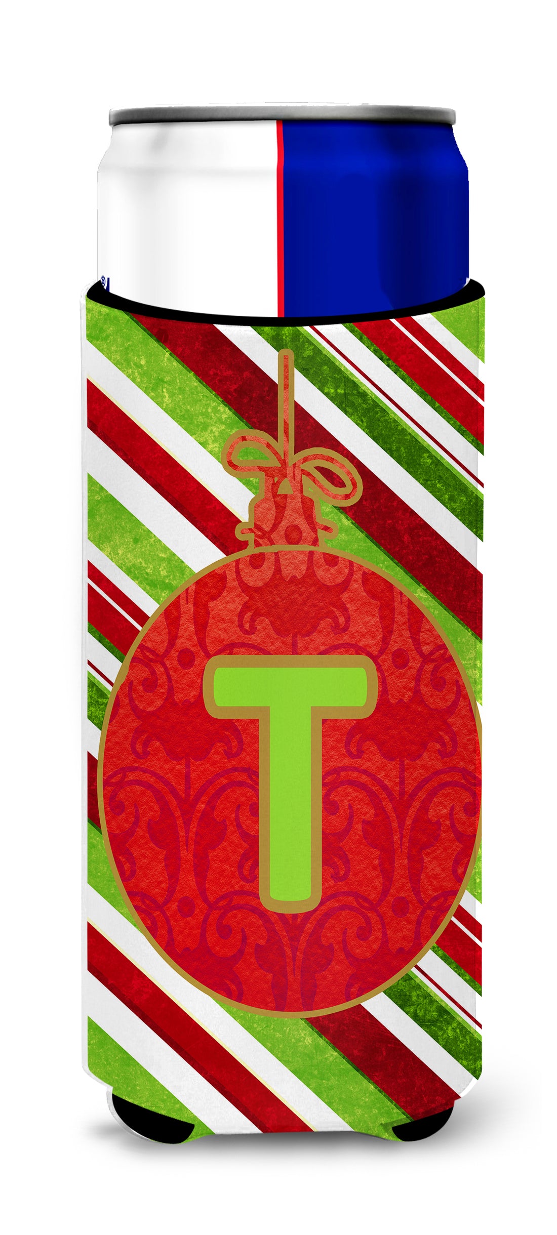 Christmas Oranment Holiday Monogram Initial  Letter T Ultra Beverage Insulators for slim cans CJ1039-TMUK.