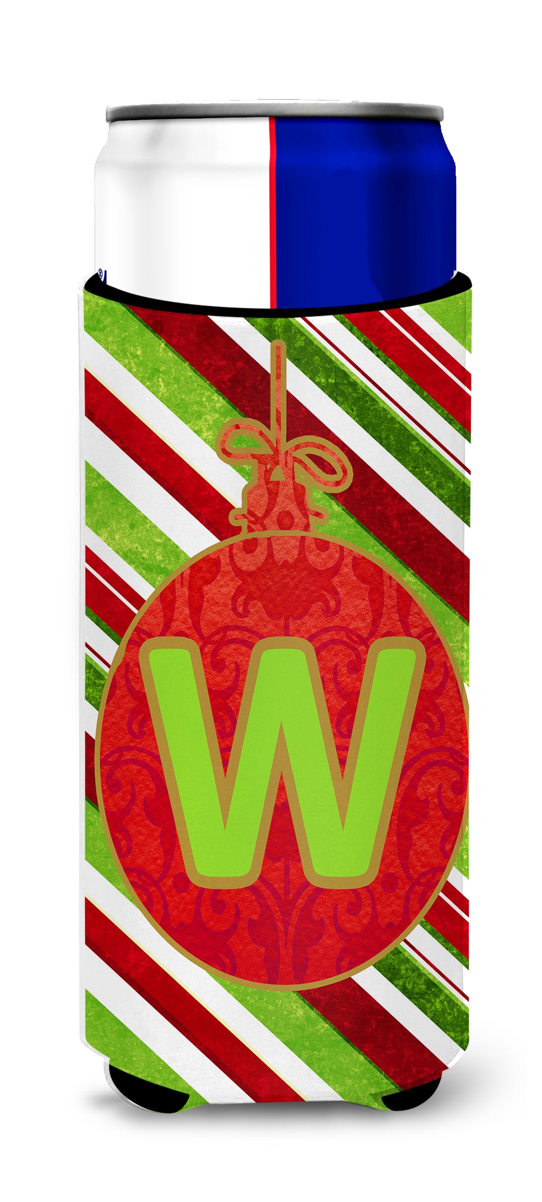 Christmas Oranment Holiday Monogram Initial  Letter W Ultra Beverage Insulators for slim cans CJ1039-WMUK.