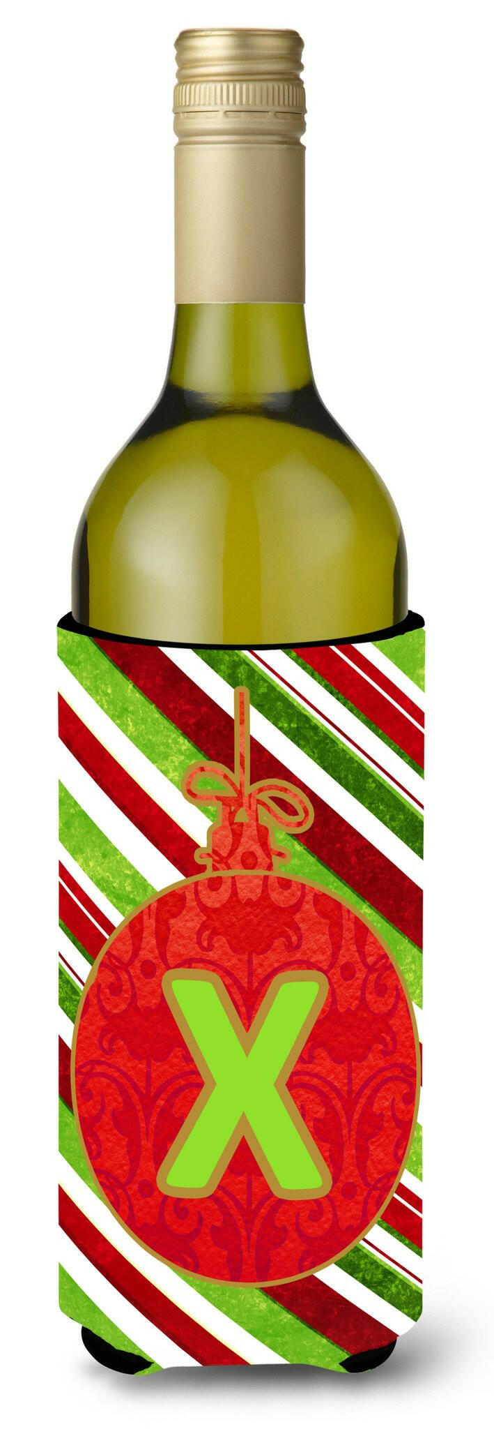 Christmas Oranment Holiday  Initial  Letter X Wine Bottle Beverage Insulator Beverage Insulator Hugger by Caroline&#39;s Treasures