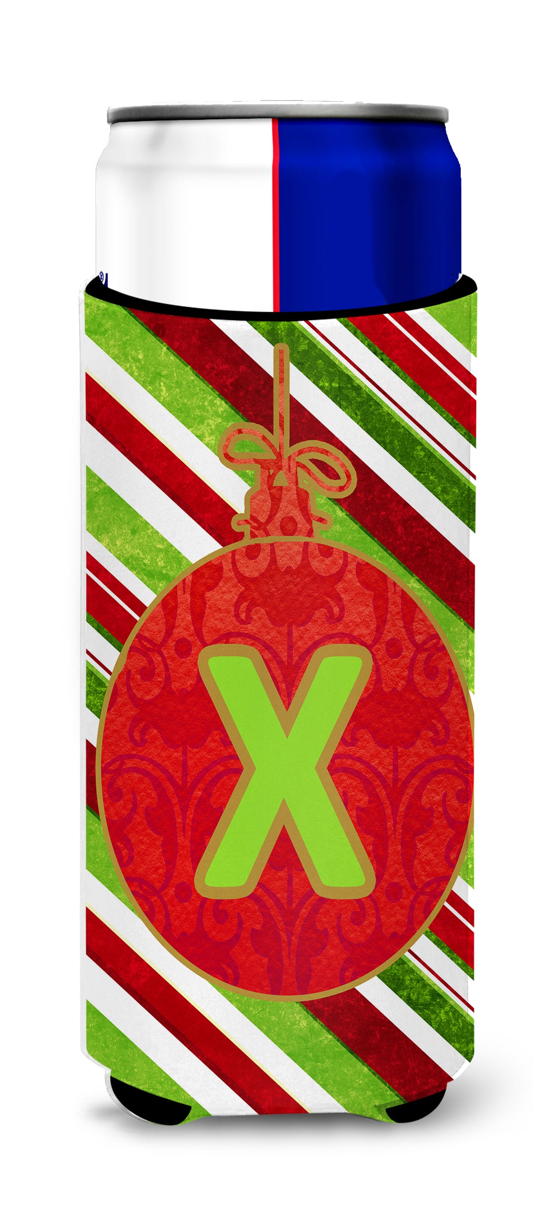 Christmas Oranment Holiday Monogram Initial Letter X Ultra Beverage Isolateurs pour canettes minces CJ1039-XMUK