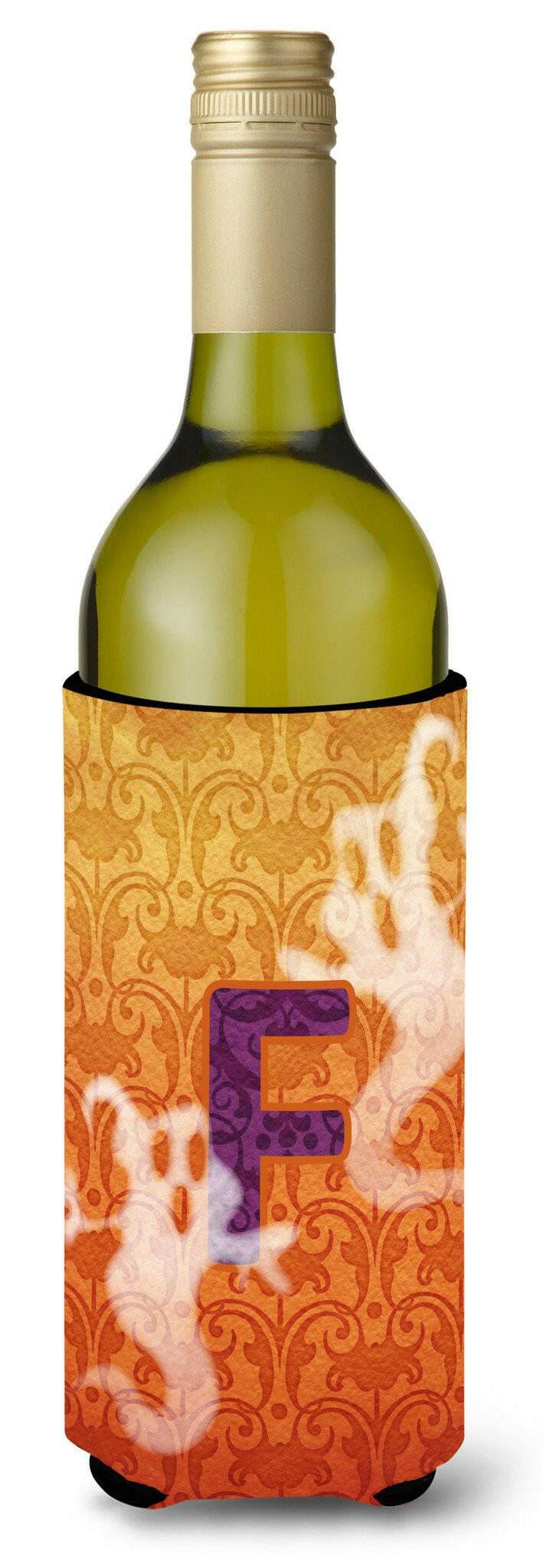 Halloween Ghosts  Initial  Letter F Wine Bottle Beverage Insulator Beverage Insulator Hugger by Caroline&#39;s Treasures