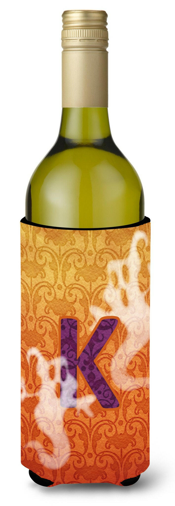 Halloween Ghosts Monogram Initial  Letter K Wine Bottle Beverage Insulator Beverage Insulator Hugger by Caroline&#39;s Treasures
