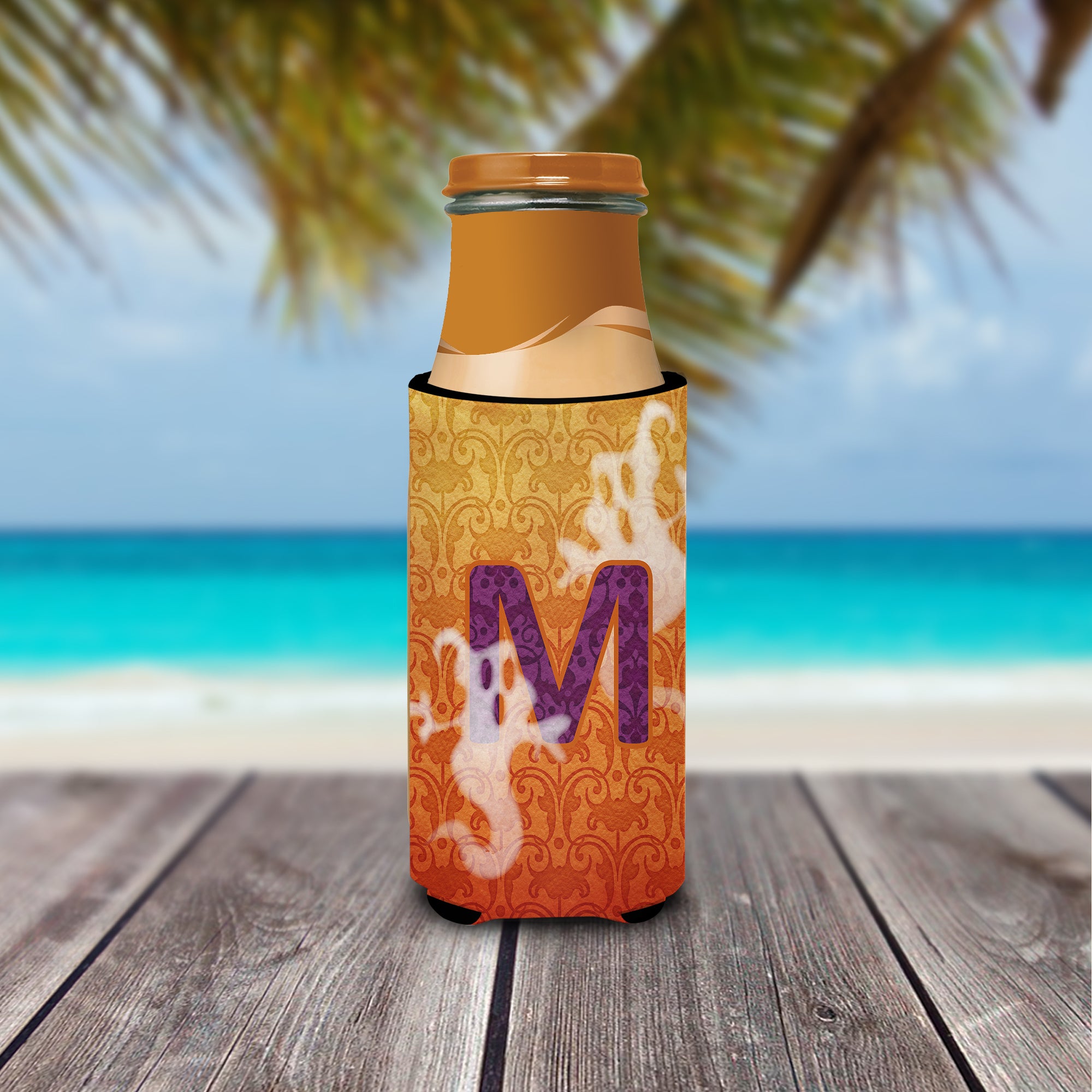 Halloween Ghosts Monogram Initial Letter M Ultra Beverage Isolateurs pour canettes minces CJ1040-MMUK