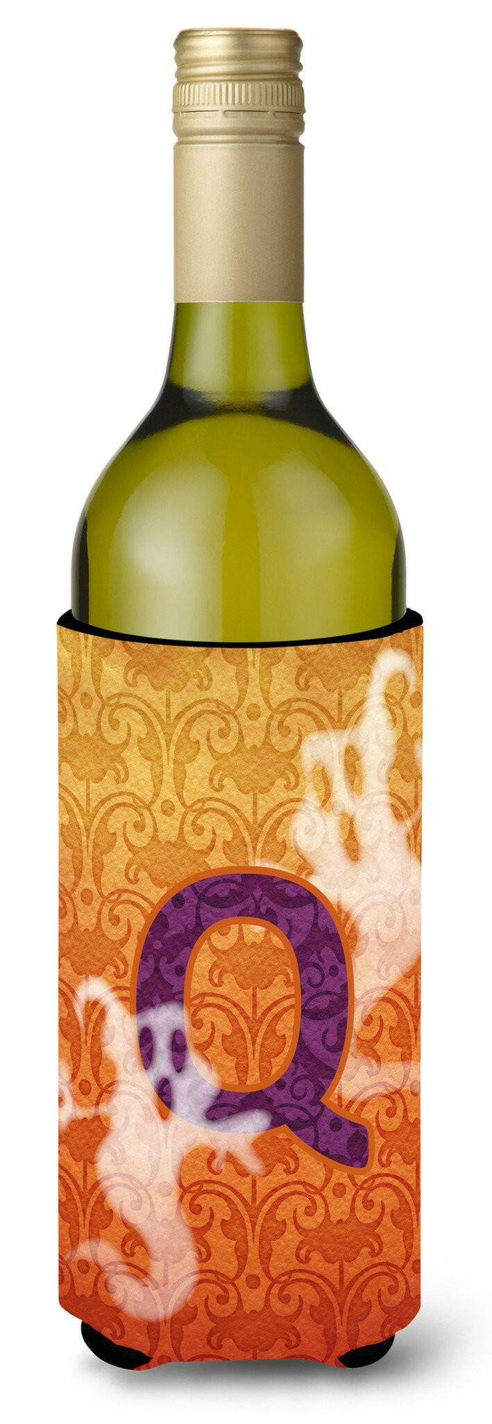 Halloween Ghosts Monogram Initial  Letter Q Wine Bottle Beverage Insulator Beverage Insulator Hugger by Caroline&#39;s Treasures