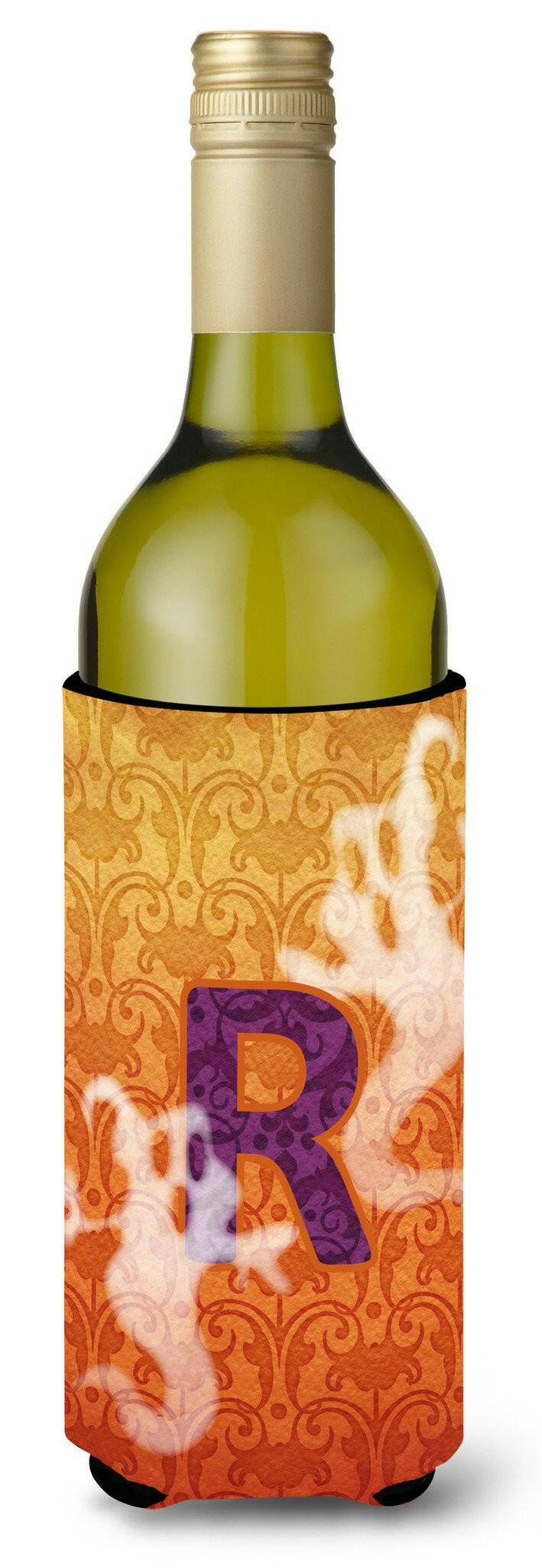 Halloween Ghosts Monogram Initial  Letter R Wine Bottle Beverage Insulator Beverage Insulator Hugger by Caroline&#39;s Treasures