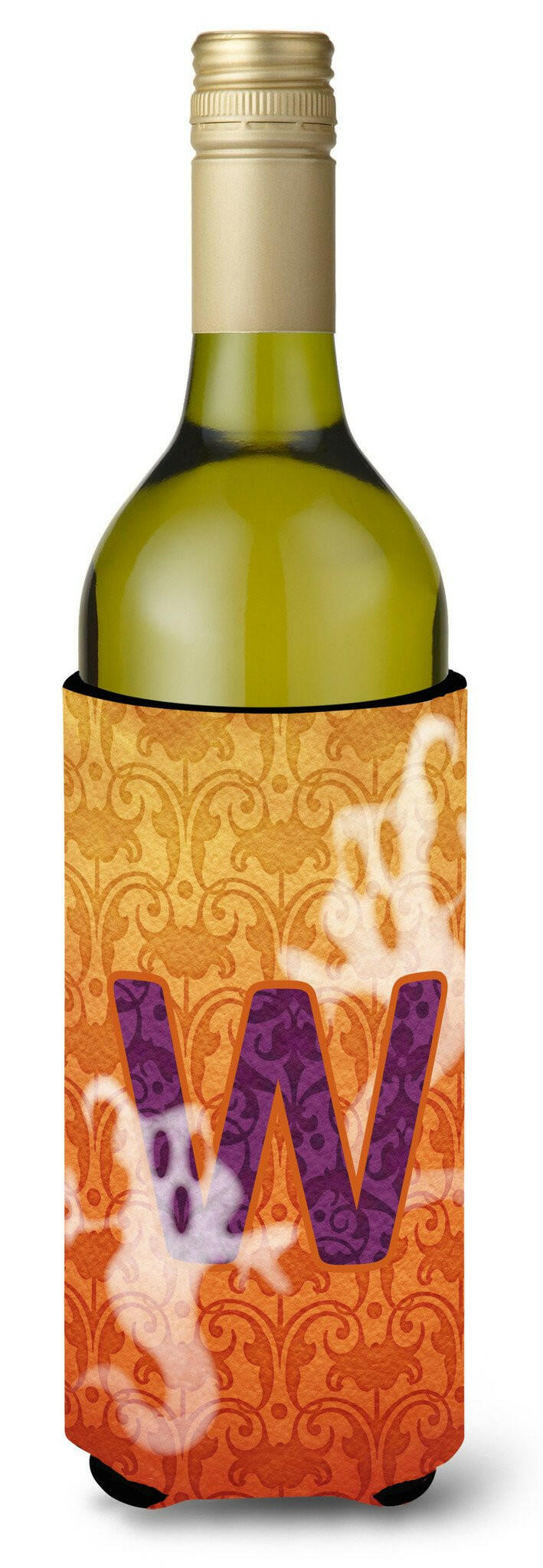 Halloween Ghosts Monogram Initial  Letter W Wine Bottle Beverage Insulator Beverage Insulator Hugger by Caroline&#39;s Treasures