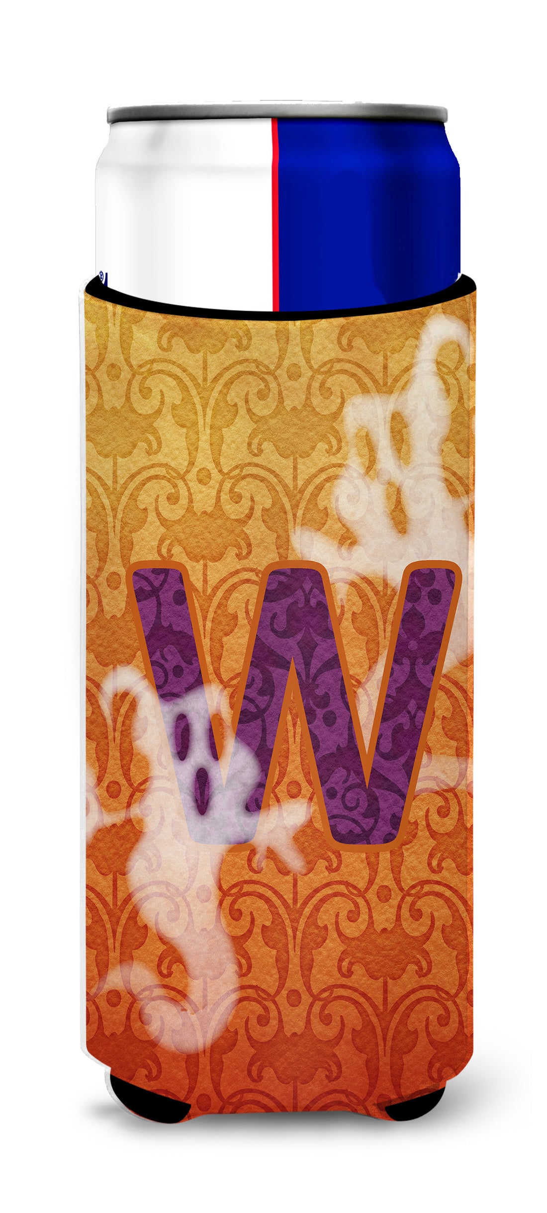 Halloween Ghosts Monogram Initial  Letter W Ultra Beverage Insulators for slim cans CJ1040-WMUK.