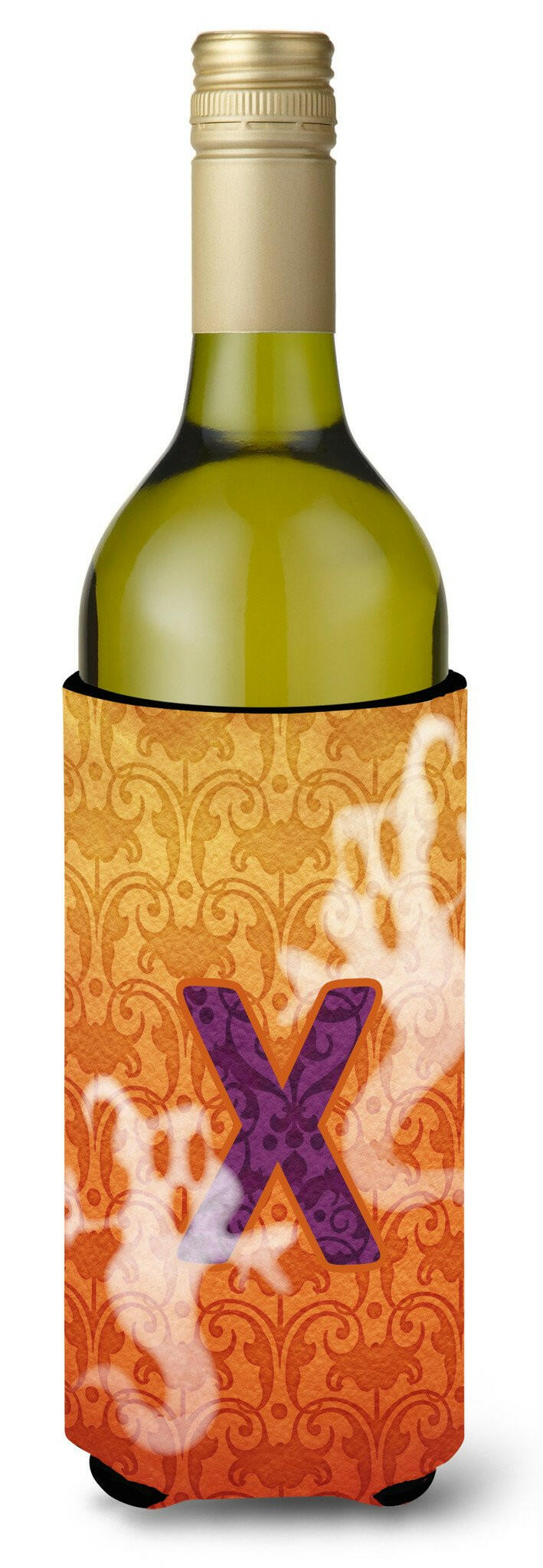 Halloween Ghosts Monogram Initial  Letter X Wine Bottle Beverage Insulator Beverage Insulator Hugger by Caroline&#39;s Treasures