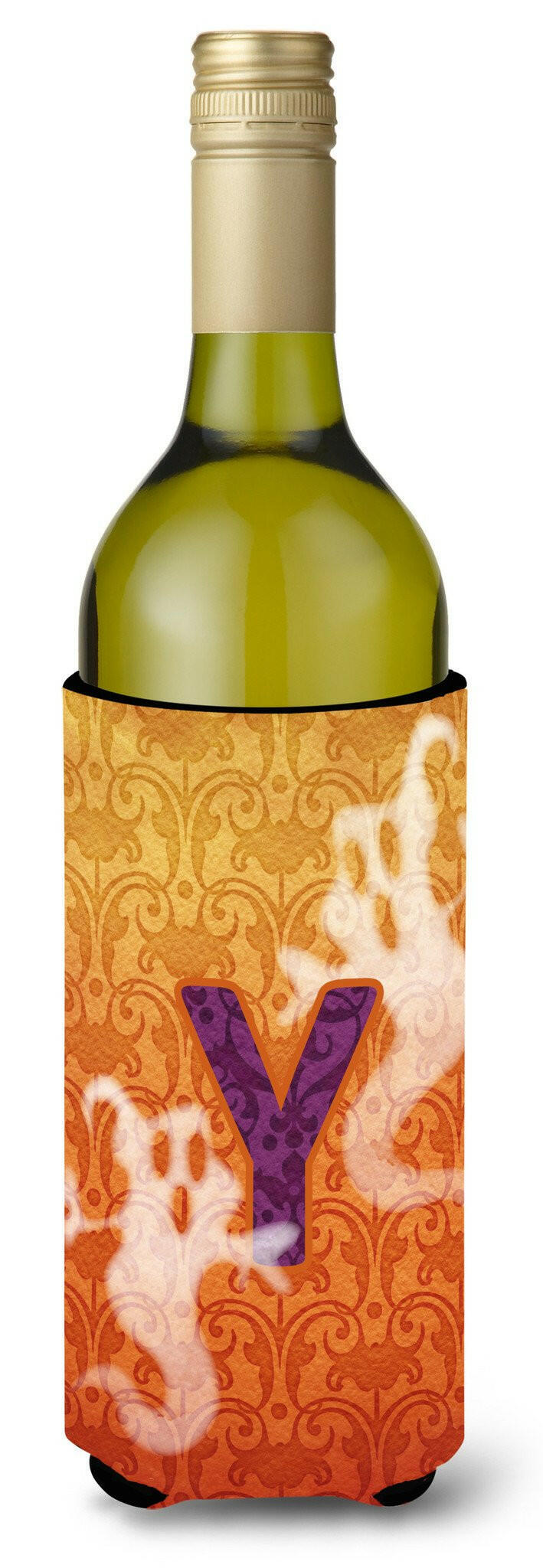 Halloween Ghosts Monogram Initial  Letter Y Wine Bottle Beverage Insulator Beverage Insulator Hugger by Caroline&#39;s Treasures