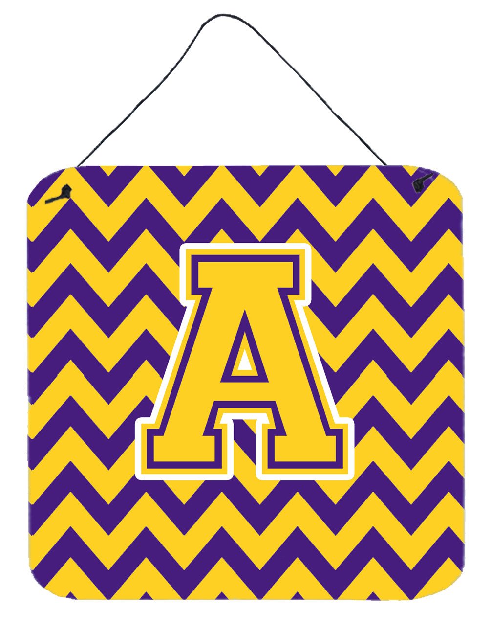Letter A Chevron Purple and Gold Wall or Door Hanging Prints CJ1041-ADS66 by Caroline&#39;s Treasures