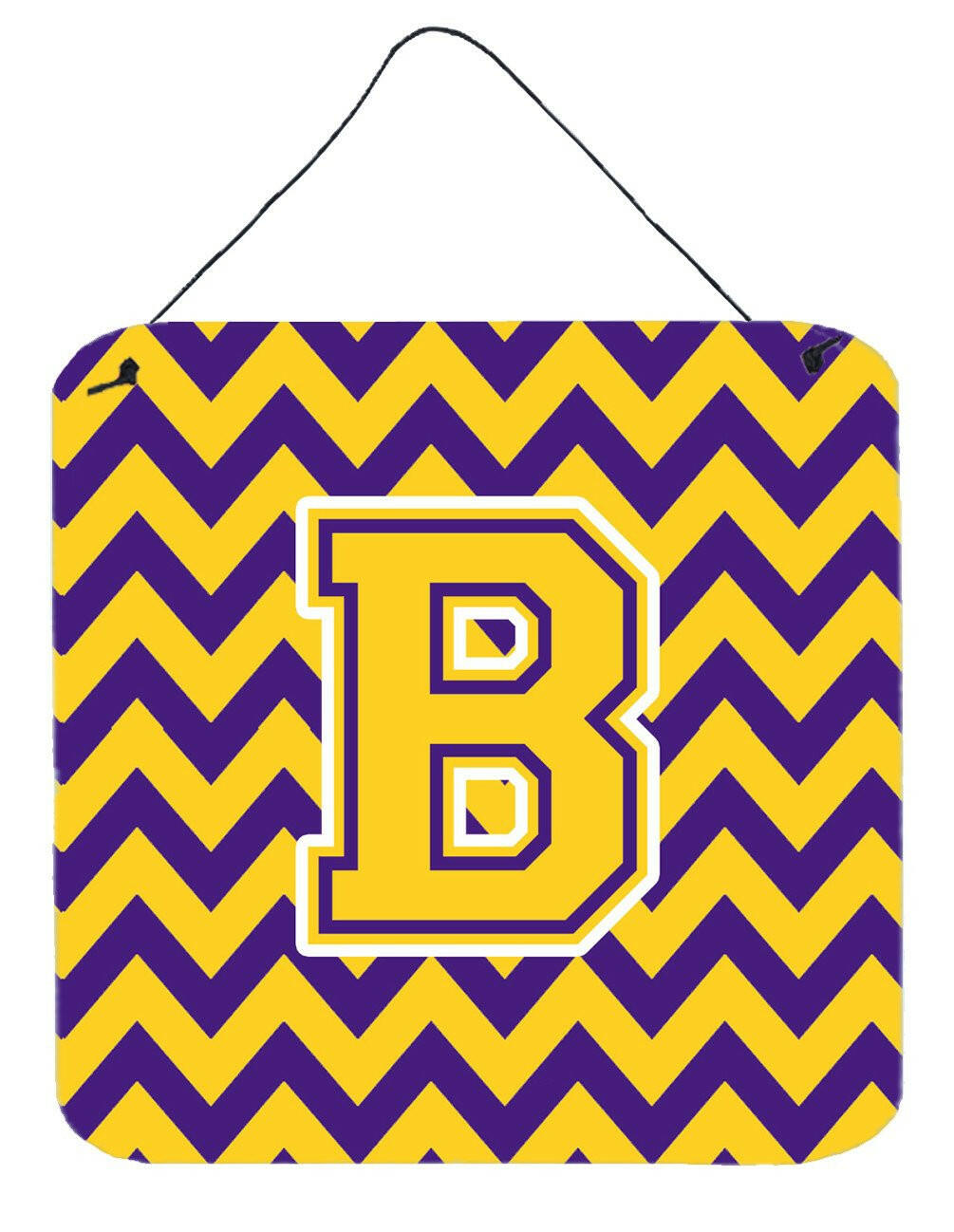 Letter B Chevron Purple and Gold Wall or Door Hanging Prints CJ1041-BDS66 by Caroline&#39;s Treasures
