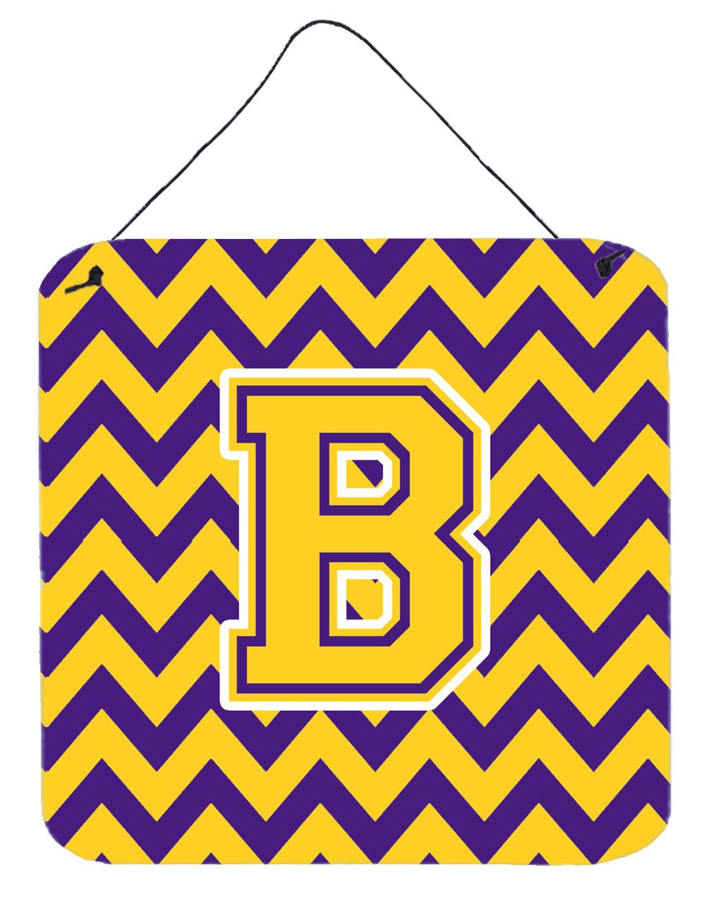 Letter B Chevron Purple and Gold Wall or Door Hanging Prints CJ1041-BDS66 by Caroline's Treasures