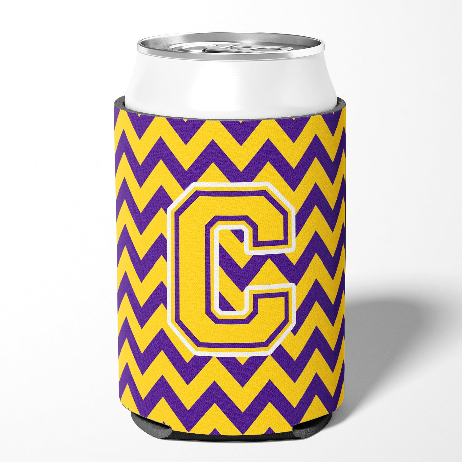 Letter C Chevron Purple and Gold  Can or Bottle Hugger CJ1041-CCC
