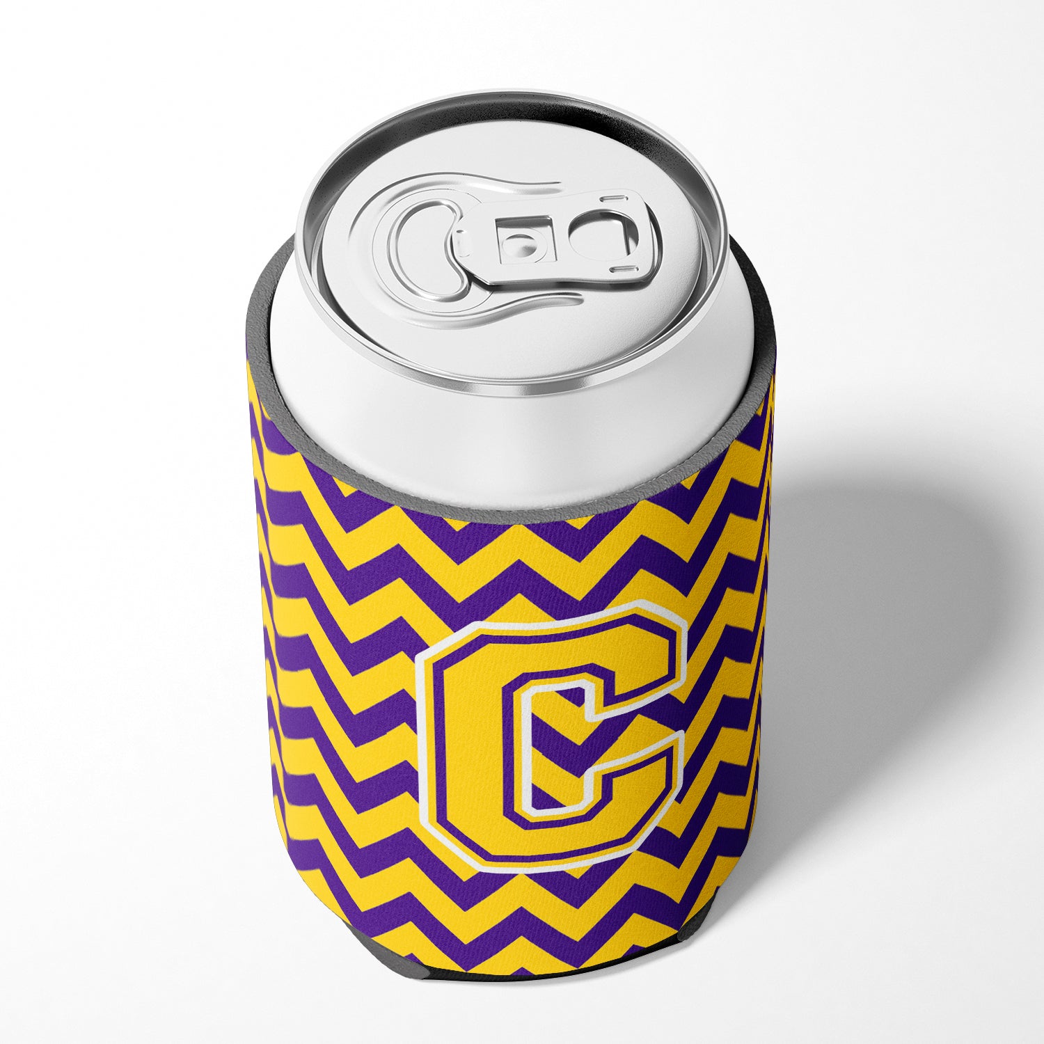 Letter C Chevron Purple and Gold  Can or Bottle Hugger CJ1041-CCC.