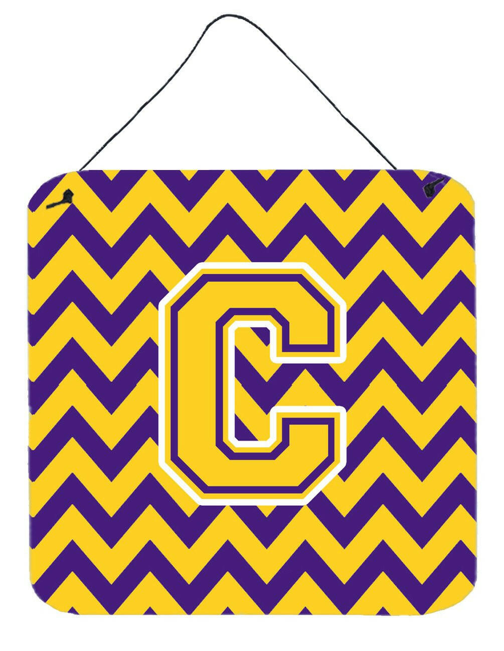 Letter C Chevron Purple and Gold  Wall or Door Hanging Prints CJ1041-CDS66 by Caroline&#39;s Treasures