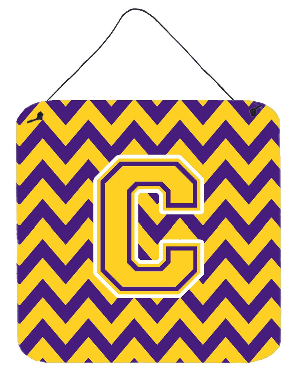 Letter C Chevron Purple and Gold  Wall or Door Hanging Prints CJ1041-CDS66 by Caroline's Treasures