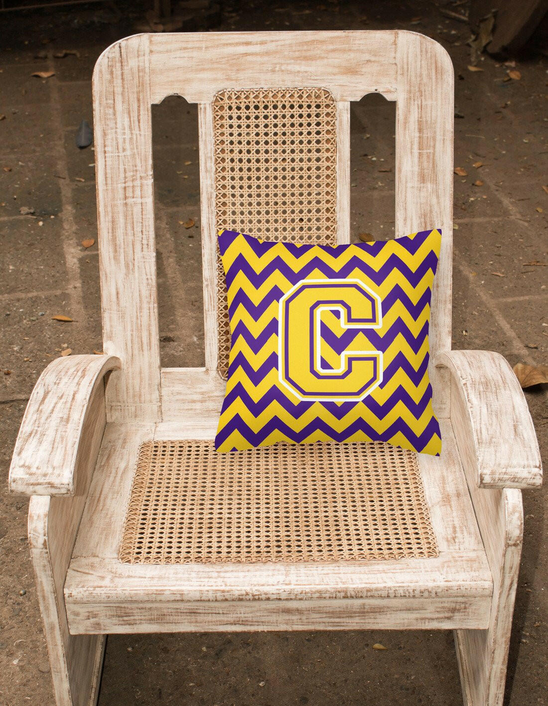 Letter C Chevron Purple and Gold  Fabric Decorative Pillow CJ1041-CPW1414 - the-store.com