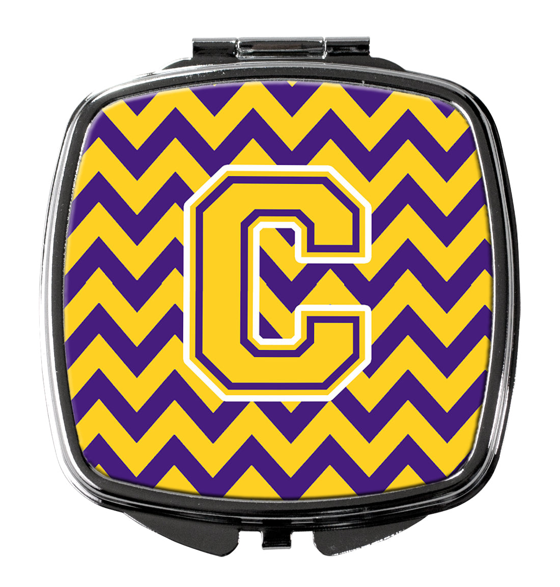 Letter C Chevron Purple and Gold  Compact Mirror CJ1041-CSCM