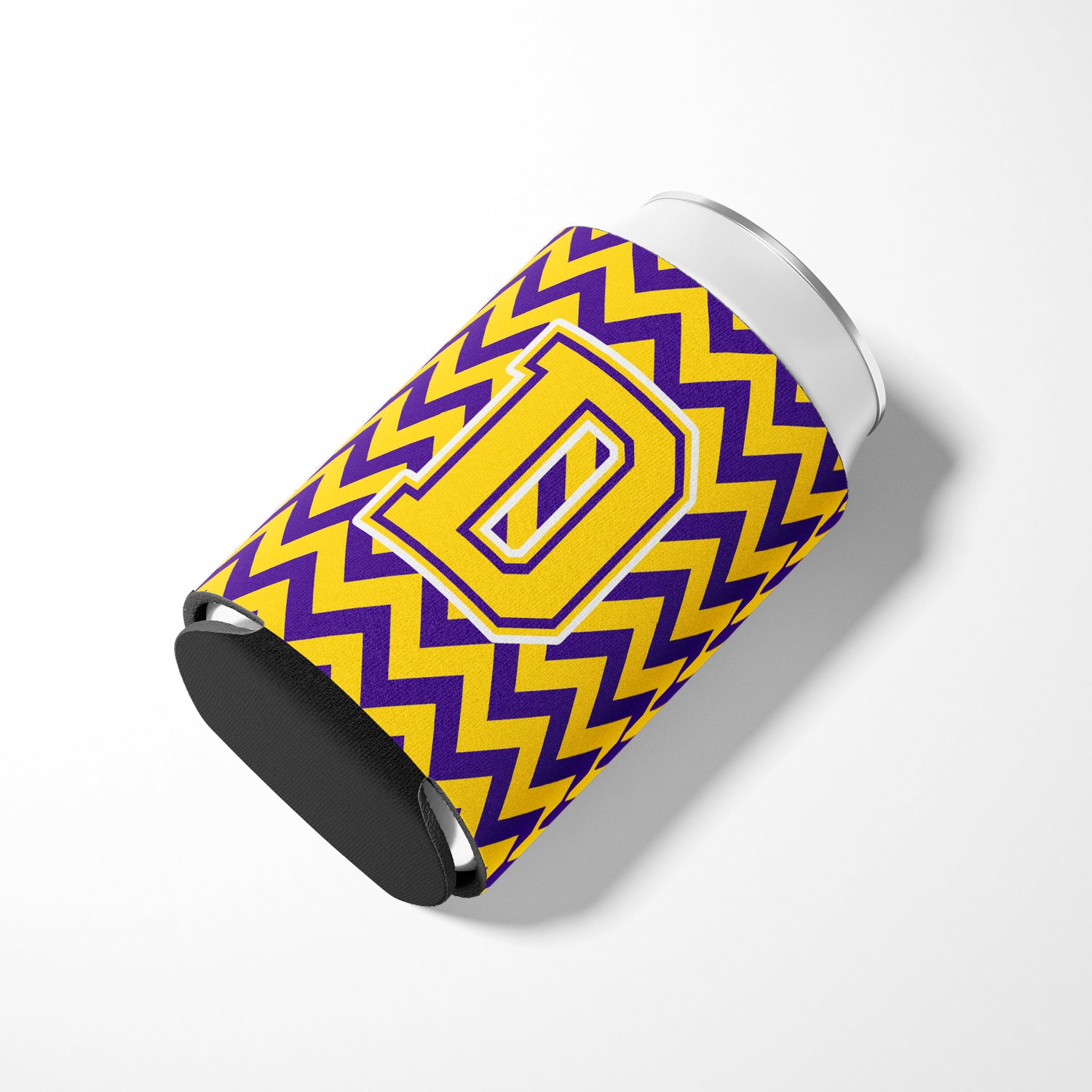 Letter D Chevron Purple and Gold Can or Bottle Hugger CJ1041-DCC.