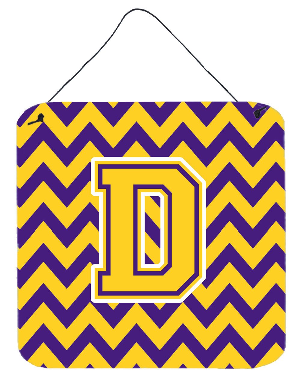Letter D Chevron Purple and Gold Wall or Door Hanging Prints CJ1041-DDS66 by Caroline's Treasures