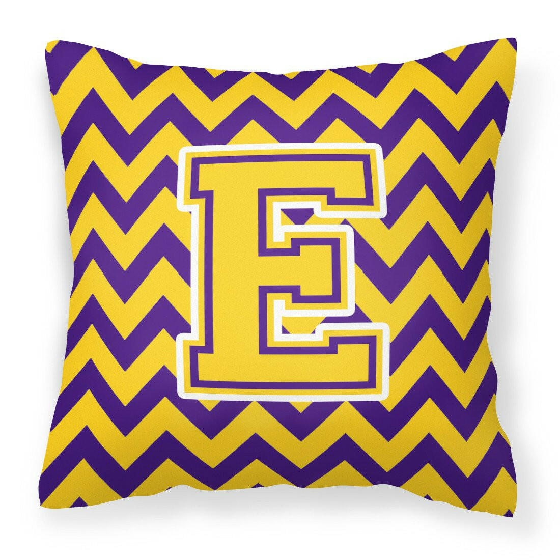 Letter E Chevron Purple and Gold Fabric Decorative Pillow CJ1041-EPW1414 - the-store.com