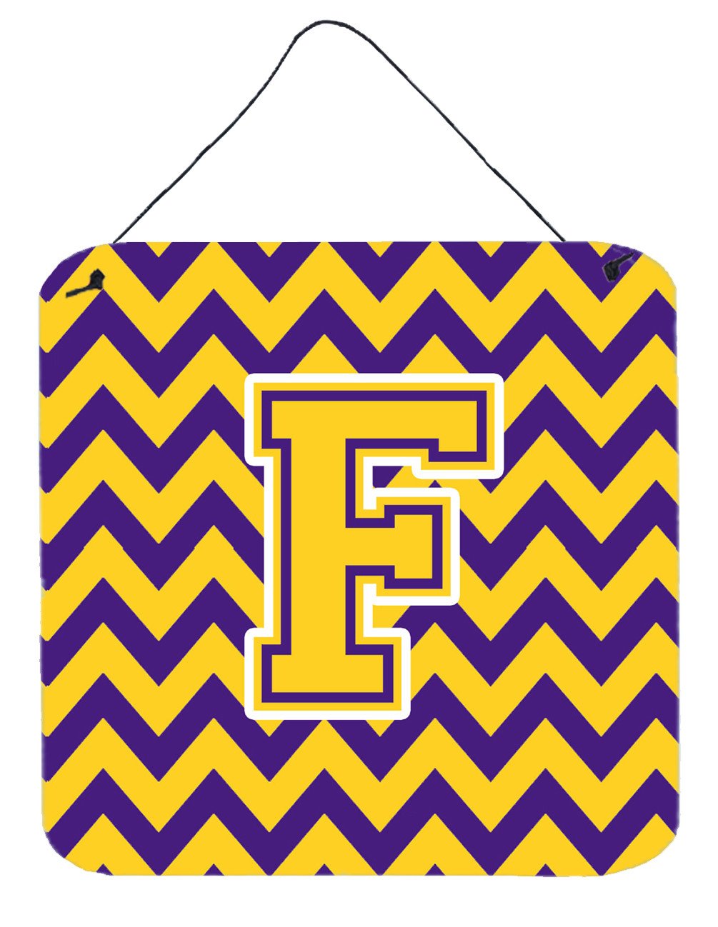 Letter F Chevron Purple and Gold Wall or Door Hanging Prints CJ1041-FDS66 by Caroline's Treasures