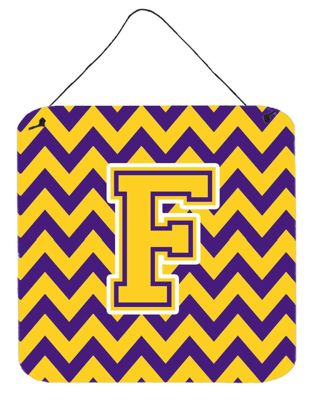 Letter F Chevron Purple and Gold Wall or Door Hanging Prints CJ1041-FDS66 by Caroline&#39;s Treasures