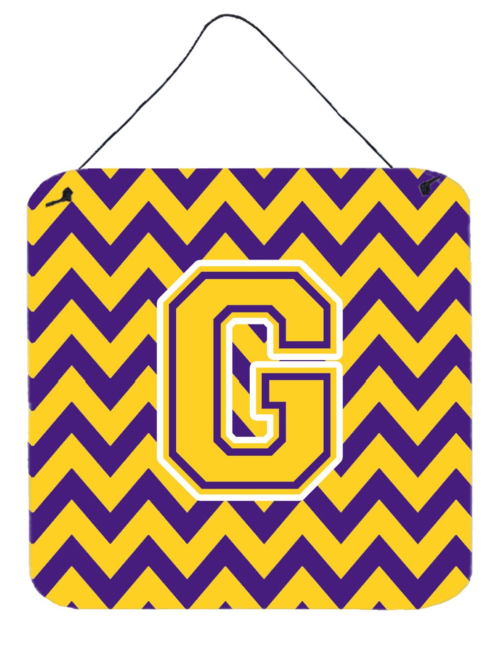 Letter G Chevron Purple and Gold Wall or Door Hanging Prints CJ1041-GDS66 by Caroline's Treasures