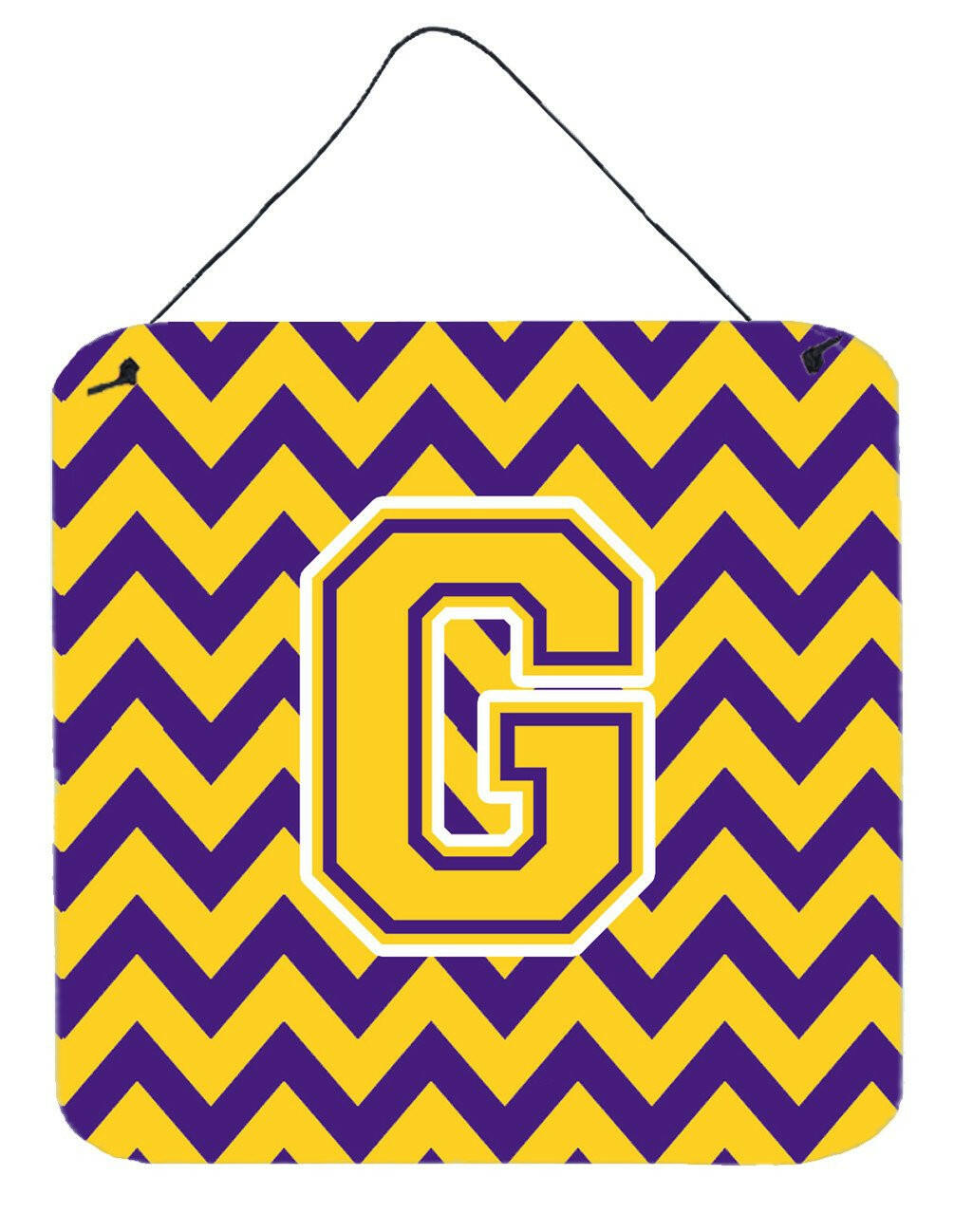 Letter G Chevron Purple and Gold Wall or Door Hanging Prints CJ1041-GDS66 by Caroline&#39;s Treasures