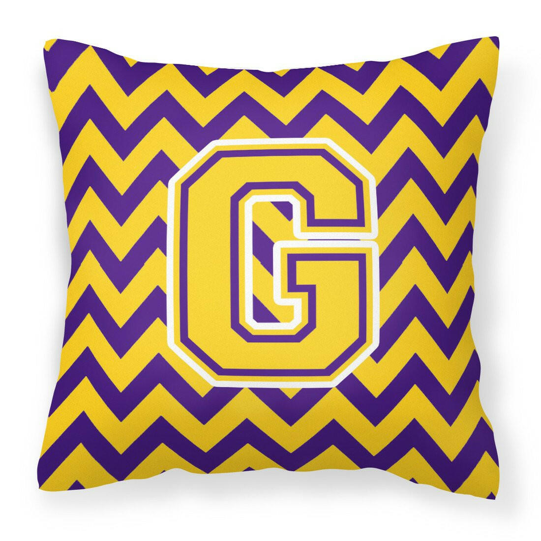 Letter G Chevron Purple and Gold Fabric Decorative Pillow CJ1041-GPW1414 - the-store.com