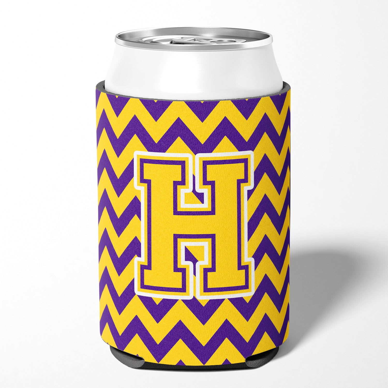 Letter H Chevron Purple and Gold Can or Bottle Hugger CJ1041-HCC