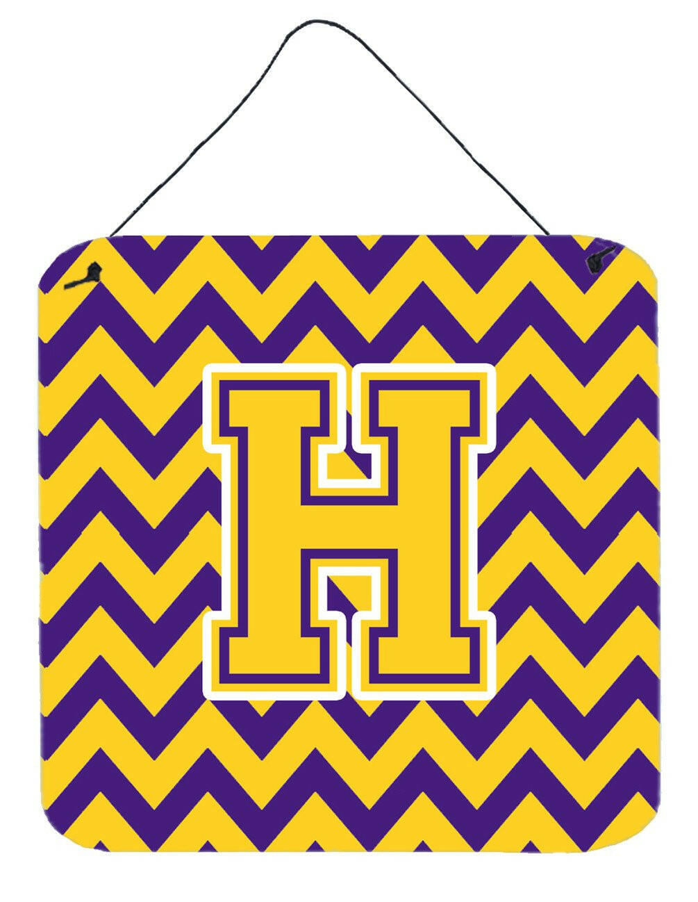 Letter H Chevron Purple and Gold Wall or Door Hanging Prints CJ1041-HDS66 by Caroline's Treasures