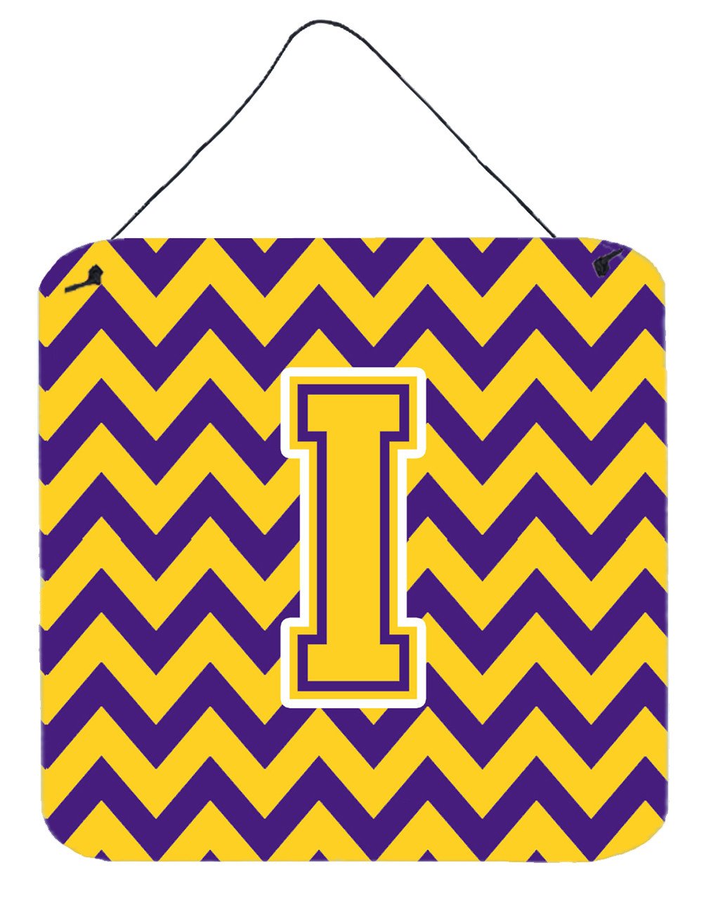 Letter I Chevron Purple and Gold Wall or Door Hanging Prints CJ1041-IDS66 by Caroline's Treasures