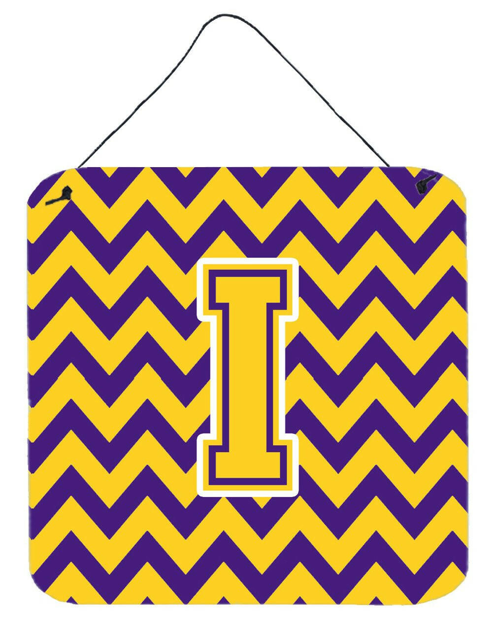 Letter I Chevron Purple and Gold Wall or Door Hanging Prints CJ1041-IDS66 by Caroline's Treasures