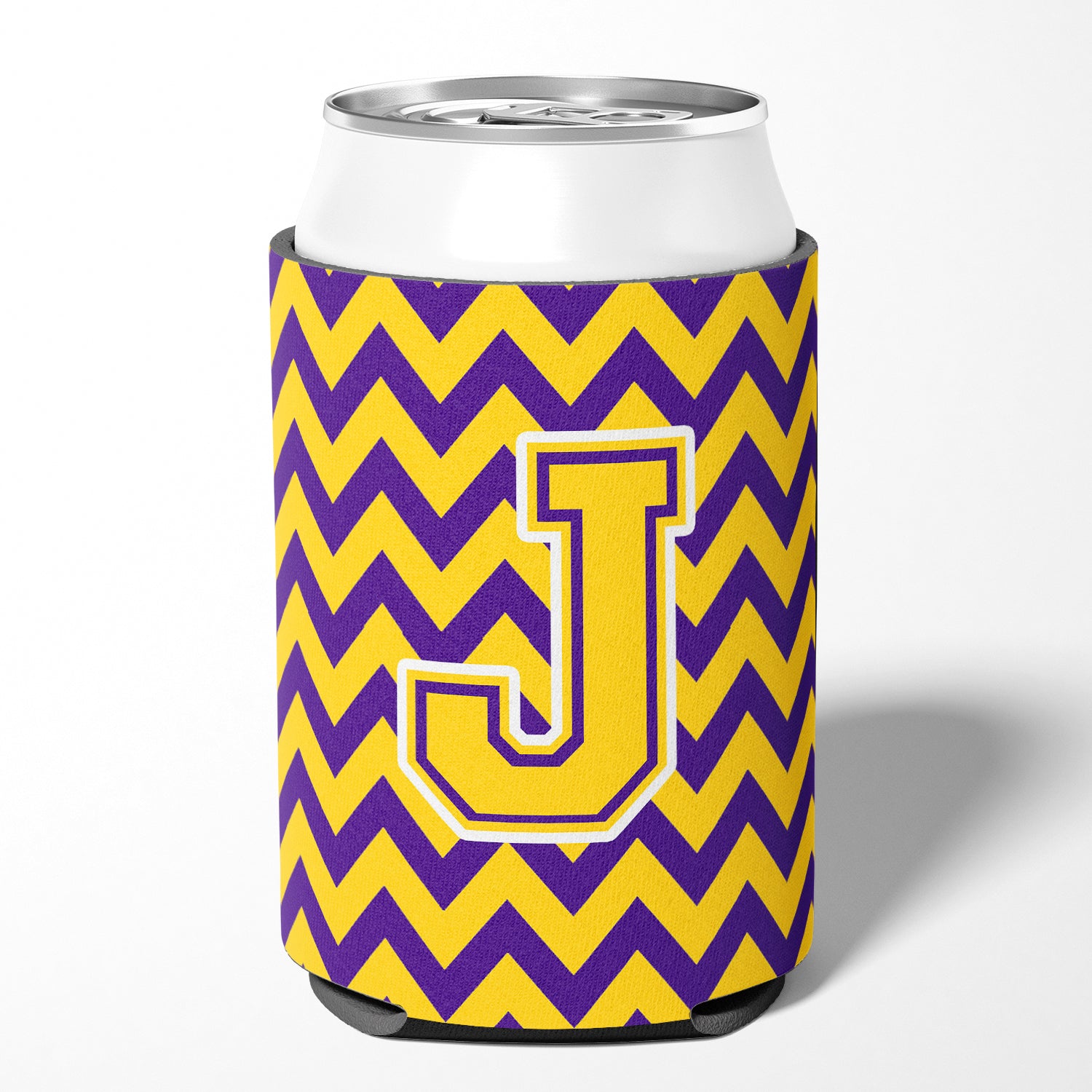 Letter J Chevron Purple and Gold Can or Bottle Hugger CJ1041-JCC.