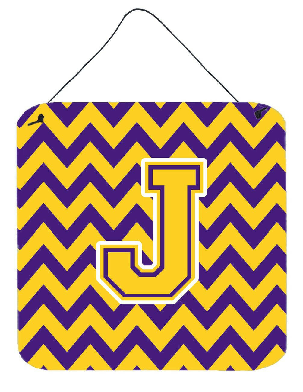 Letter J Chevron Purple and Gold Wall or Door Hanging Prints CJ1041-JDS66 by Caroline&#39;s Treasures