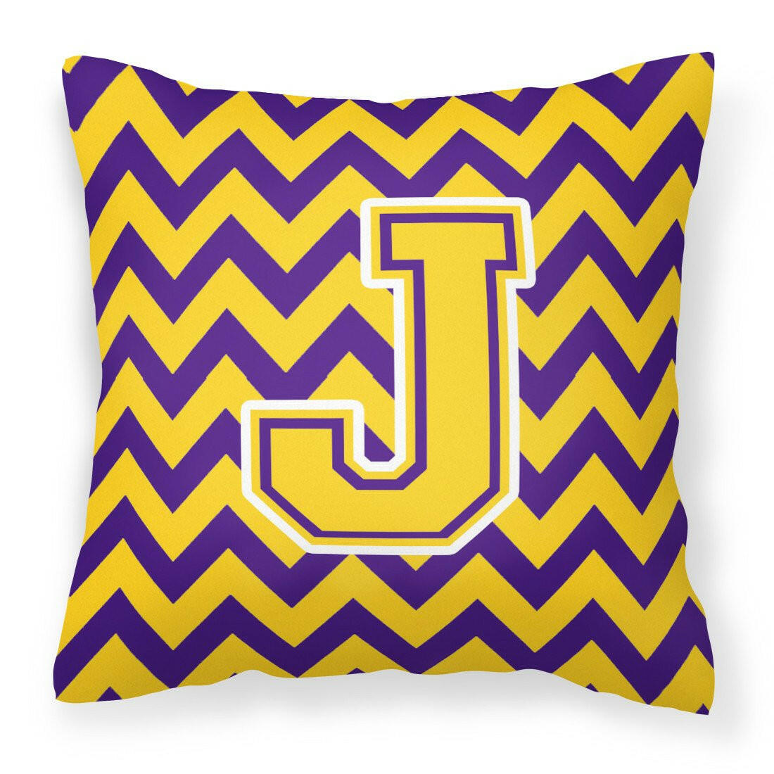 Letter J Chevron Purple and Gold Fabric Decorative Pillow CJ1041-JPW1414 - the-store.com