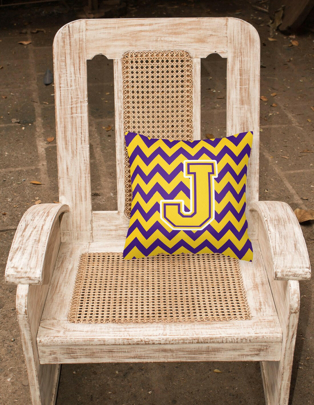 Letter J Chevron Purple and Gold Fabric Decorative Pillow CJ1041-JPW1414 - the-store.com