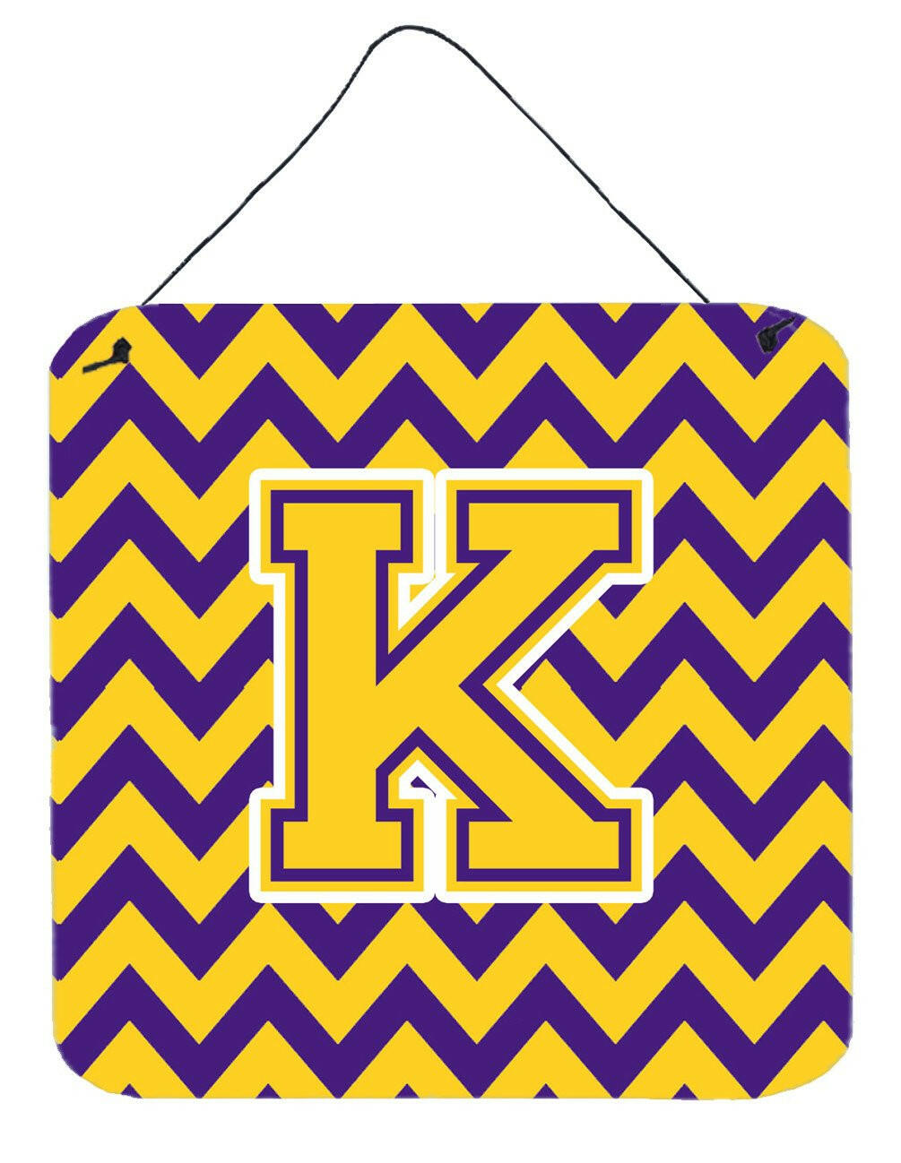 Letter K Chevron Purple and Gold Wall or Door Hanging Prints CJ1041-KDS66 by Caroline's Treasures