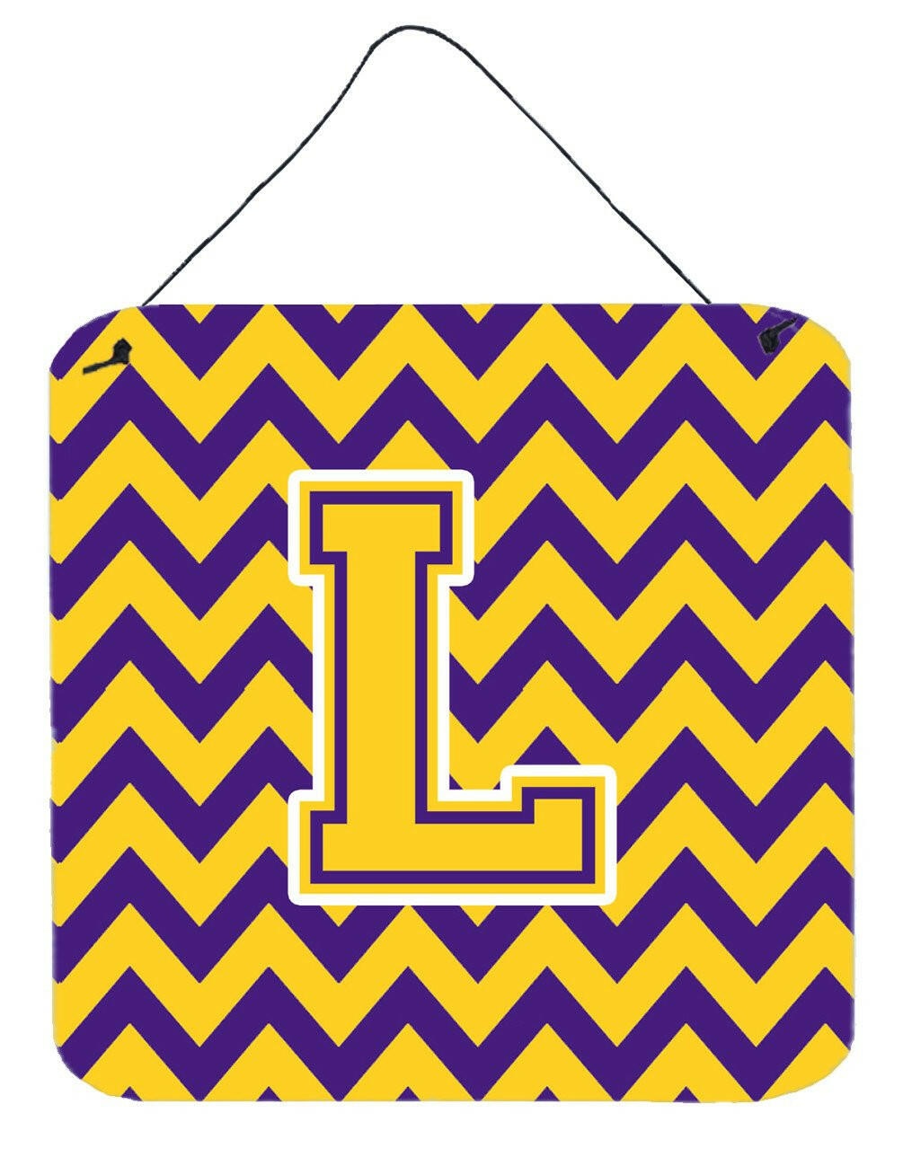 Letter L Chevron Purple and Gold Wall or Door Hanging Prints CJ1041-LDS66 by Caroline&#39;s Treasures
