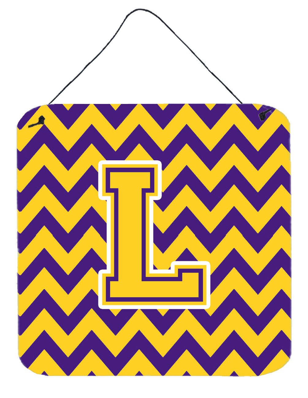 Letter L Chevron Purple and Gold Wall or Door Hanging Prints CJ1041-LDS66 by Caroline's Treasures
