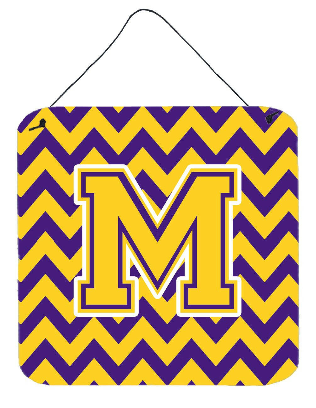 Letter M Chevron Purple and Gold Wall or Door Hanging Prints CJ1041-MDS66 by Caroline&#39;s Treasures