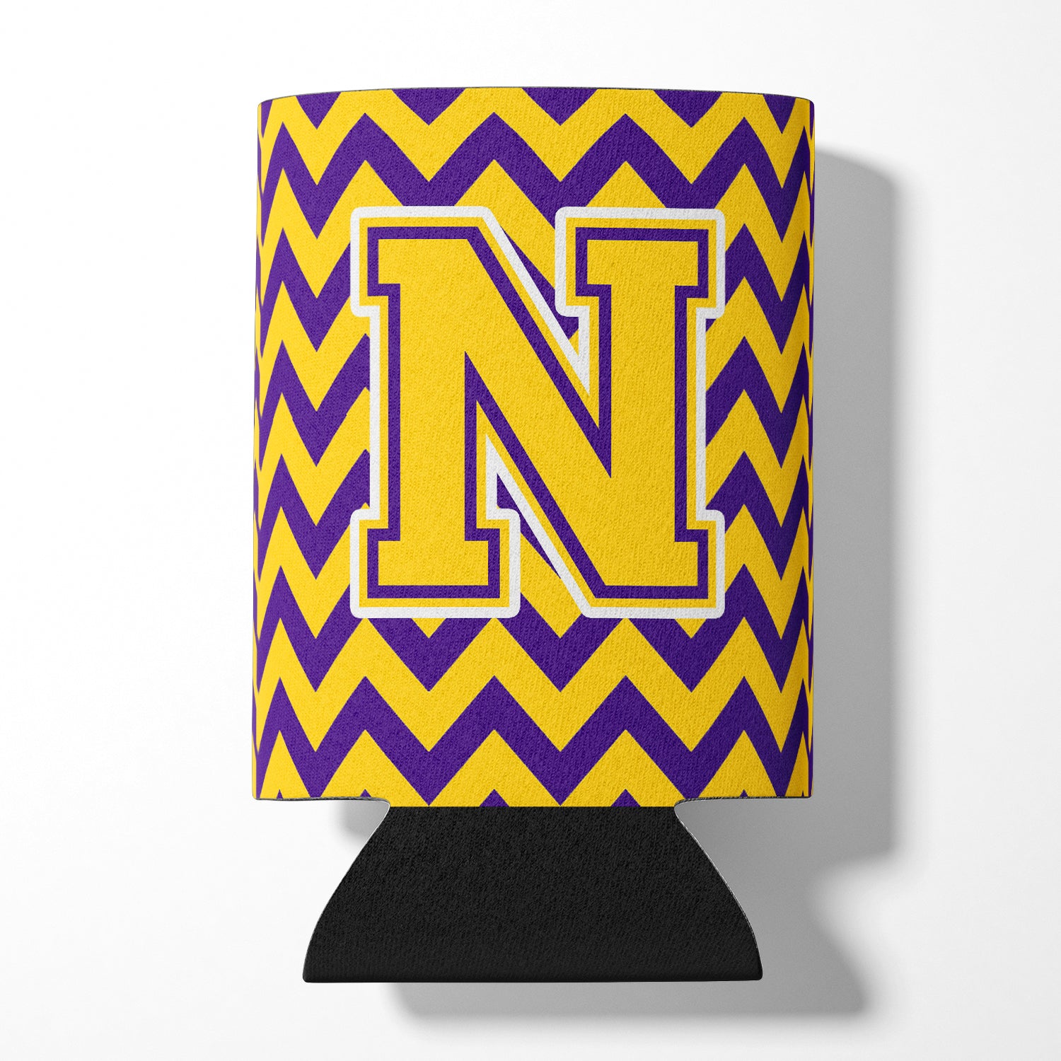 Letter N Chevron Purple and Gold Can or Bottle Hugger CJ1041-NCC.