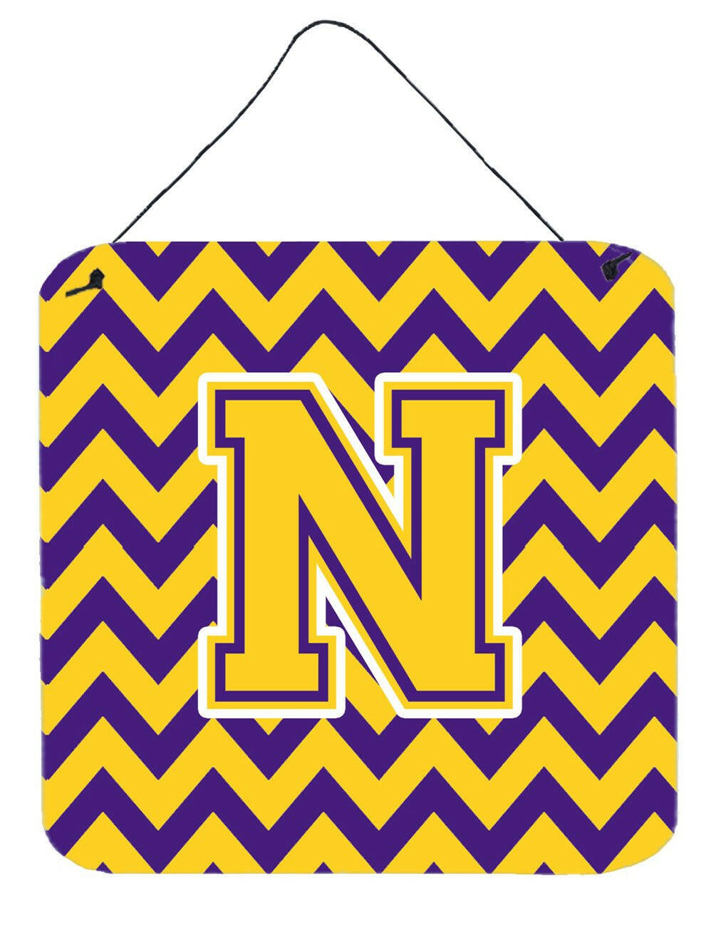 Letter N Chevron Purple and Gold Wall or Door Hanging Prints CJ1041-NDS66 by Caroline&#39;s Treasures